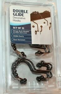 Maytex Double Glide Oil Rubbed Bronze Decorative Hooks Set of 12