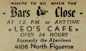 Vintage Restaurant Leo's Cafe Business Card 4108 N Figueroa Los Angeles CA 1940s - Picture 1 of 4