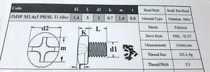 5 x Titanium Grade 5 Schrauben n. Zng M1.4 x 3 / Screws acc. Drw M1.4 x 3 - Picture 1 of 1