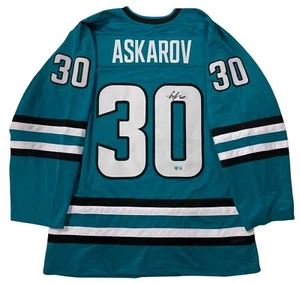 MAGLIA YAROSLAV ASKAROV FIRMATA SAN JOSE SHARKS BECKETT COA XL - Foto 1 di 3