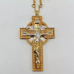 Iglesia Arcipreste Ortodoxo Cruz Pectoral Latón Cruz Dorada 3.93" - Imagen 1 de 6