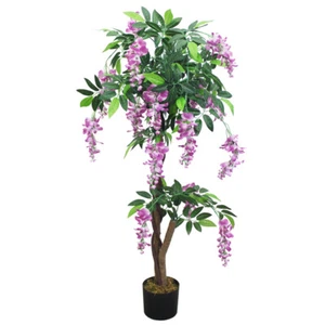 Lluvia azul glicina planta artificial con madera auténtica 120cm decovego - Imagen 1 de 7