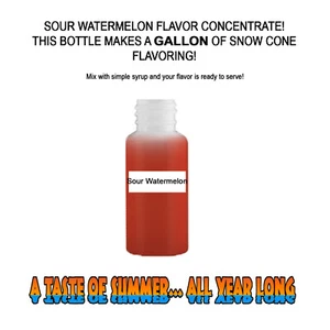 SOUR WATERMELON MIX SNOW CONE/SHAVED ICE FLAVOR CONCENTRATE MAKES 1 GALLON - Picture 1 of 1