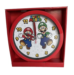 Super Mario Wall Clock Analog Display Running Mario Luigi - Picture 1 of 10