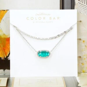 NUEVO SIN ETIQUETAS Kendra Scott Elisa Multi Hilos Londres Azul Doble Collar Plata Dec - Imagen 1 de 5