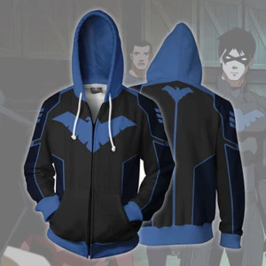 2018 Batman Nightwing Robin Hoodie Sweatshirt Cosplay Superhero Jacket Costume - Picture 1 of 4