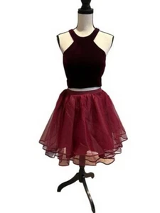 Kalani Hilliker by Alyce Paris Wine Velvet Top Tulle Fit & Flare Skirt 6 $198 - Picture 1 of 2