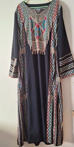 Vintage  Handmade palestinian Embroidery Thoub Size 4 - Picture 1 of 12