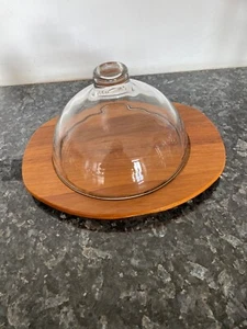 Vintage/Retro Cheese Board With Glass Lid - Picture 1 of 5