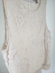 Lucky Brand Embroidered w/ Liner Blouse Top Lace Cream Size Large Sleeveless - Picture 1 of 12