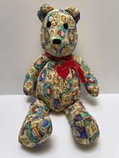 handmade children’s teddy bear 21 X 12” Let’s Play Theme Patchwork Red Bow