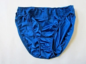 VINTAGE MAIDENFORM SATIN Fashion Time FLORAL LACE SILKY HI CUT BIKINI PANTY L 7 - Picture 1 of 5