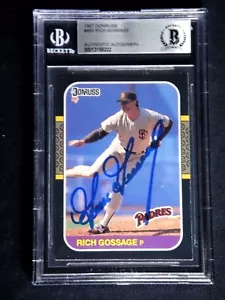 Tarjeta Donruss 1987 firmada por Rich Goose Gossage #483 certificado Beckett autógrafo corte - Imagen 1 de 2