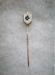 Antique Victorian Edwardian 14K Yellow Gold Turquoise Hat Pin Stick Pin Brooch - Picture 1 of 5