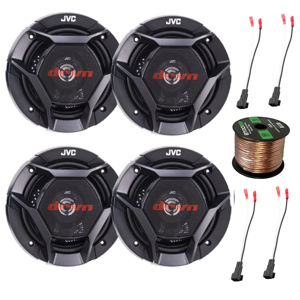 4x JVC CS-DR621 6.5" 300 vatios máximo altavoz de audio para automóvil, 4x arnés, cable de altavoz Foto 1 de 4
