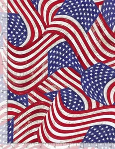 Home of Brave Fabric - Patriotic Wood Texture Flag - Timeless Treasures YARD - Picture 1 of 1