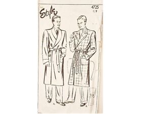 Style 4725 Vintage 1940's / 1950's Men's Notch or Shawl Collar Smoking Jacket D