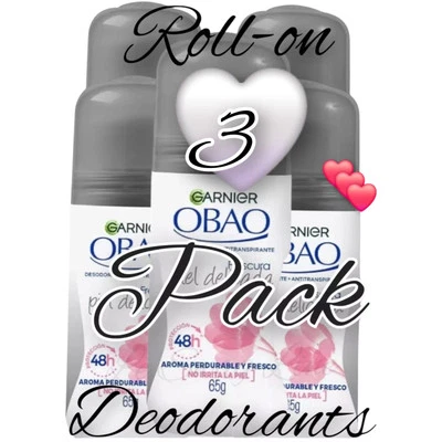 3 pck Garnier OBAO DELICATE SKIN Deodorant Antiperspirant Roll-Ons 48H Delicada - Image 1 of 4