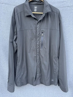 Рубашка кооперативная мужская REI XL серая с застежкой-кнопкой рукав вентилируемая функциональная активная - Изображение 1 из 4