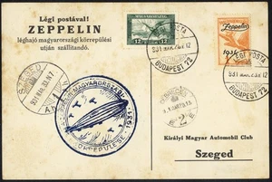 Hungary 1931 PC ZEPPELIN from Budapest to SZEGED - Picture 1 of 2