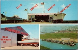 SOMERS POINT, postal de Nueva Jersey "HARBOR MARINE CRUISER SALES" c1960s sin usar - Imagen 1 de 2