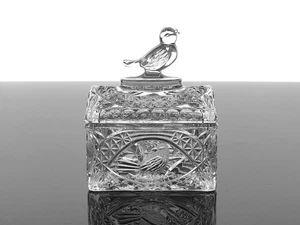 HOFBAUER BYRDES TRANSPARENTE PÁJARO CRISTAL JOYERÍA BARATIJA PECHO ANILLO TOCADOR CAJA (1432) - Imagen 1 de 4