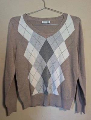 Cardigã St. John's Bay suéter feminino tamanho MÉDIO bege pulôver argila gola V - Imagem 1 de 2