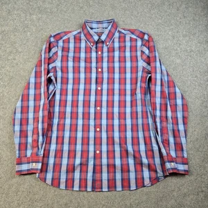 Vineyard Vines Shirt Mens Medium Blue Red Plaid Button Up On The Go brrr Preppy - Picture 1 of 16