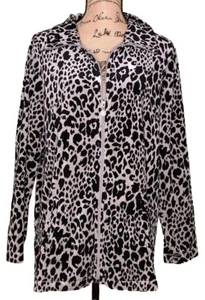 Catherines - Silver & Black Leopard Velour Full Zip Jacket - Women's Size 0X - Picture 1 of 4