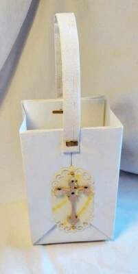 Geschenktasche + Henkel Kreuz Kommunion/Konfirmation Handarbeit - Bild 1 von 3