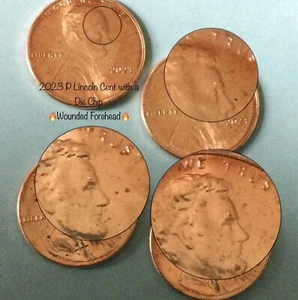 2023 P (nur 1 Münze) Lincoln Cent mit einem DieChip🔥🔥Verwundete Stirn🔥🔥 - Bild 1 von 6