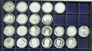 22 x 10 DM Gedenkmünzen 1972 - 1994, 625er Silber, polierte Patte, Münzkapsel - Bild 1 von 2