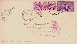 1932 St Louis, MO 10¢ Special Delivery E15, 5c Air Mail to Indiana, RPO Train - Picture 1 of 3