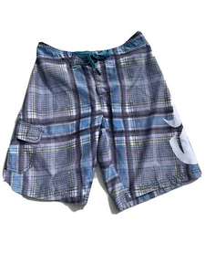 Vintage Nike 6.0 Boy’s Sz 14 Board Shorts Surf/Swim Trunks ~Gray/Teal Swoosh~ - Picture 1 of 6