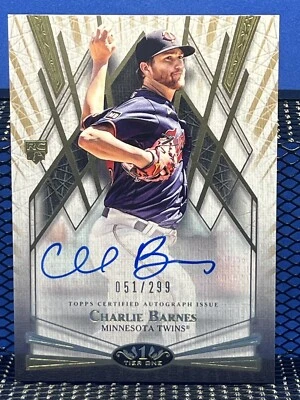 2022 Topps Tier One CHARLIE BARNES 051/299 Breakout Autograph Auto Twins RC - Image 1 of 2