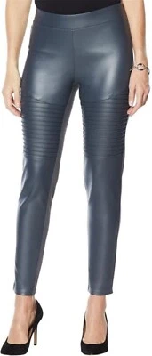DG2 Diane Gilman Imitación Cuero Ponte Moto Legging Gunmetal S NUEVO (767) Foto 1 de 4
