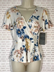 THIS & MORE Young Contemporary Women PETITE Floral Wrap Drape Jasmine White - Picture 1 of 8