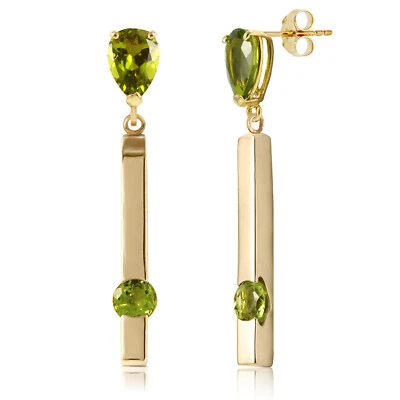 14K. SOLID GOLD CHANDELIER EARRING WITH PERIDOTS (Yellow Gold) - Image 1 of 4