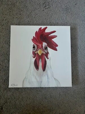 Arte de pared colgante en lienzo con impresión de gallo de 12" X 12" cuadro firmado Kirsten Dill Foto 1 de 3