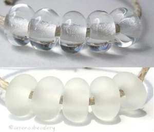 5 CRYSTAL CLEAR * donut handmade lampwork glass spacer beads TANERES sra - Picture 1 of 4