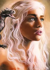 LE ACEO PRINT Game of Thrones Daenerys Targaryen Emilia Clarke Dragon Mishkova - Bild 1 von 1