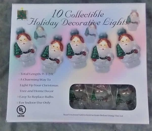 ATICO INT. STRING OF 10 HOLIDAY DEC. LIGHTS SANTA ELECTRIC 9.5' LENGTH ORIG. BOX - Picture 1 of 10