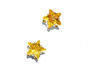 OHRRINGE Zirkonia Silber Plättchen Ohrstecker 8 mm REICH GELB CZ STERNE - Bild 1 von 1