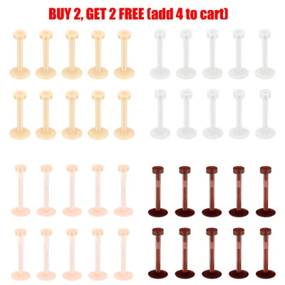 50PCS Push In Labret Monroe Ring Silicone Lip Tragus Stud Cartilage Earring 16G - Image 1 of 4