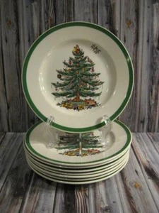 SPODE CHRISTMAS TREE SALAD PLATES - 8 - ENGLAND - Picture 1 of 1