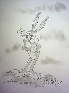Arte de animación a lápiz dibujado a mano firmado por Willie Ito - Bugs Bunny - Imagen 1 de 2