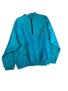 Vintage Surf Style Pullover ¼ Zip Windbreaker OSFM Metallic Teal Color - Picture 1 of 16