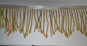 3" Green Beaded Bulge Embellishment Fringe -BTY - Picture 1 of 2