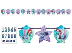 The Little Mermaid Happy Birthday Banner Kit Party Supplies Ariel Add An Age - Picture 1 of 1