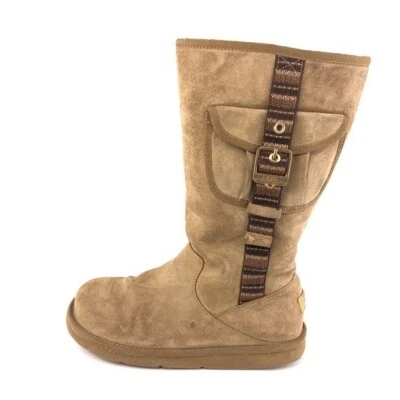 UGG Uitlity 复古工装冬季靴女式 8 码 EU 39 棕褐色皮革羊皮 — 第 1/4 张图片